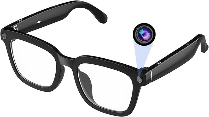 QJF Camera Glasses for Vlogging & Computer, Blue Light Filtering Smart Glasses with 1080P Recording, Hands-Free & App Preview, Voice Control - Image 1